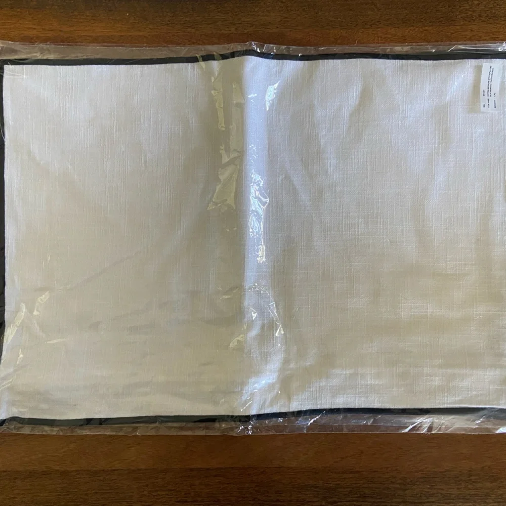 Two New Crate & Barrel Cotton White with Black Trim Pillow Shams - Picture 2 of 6